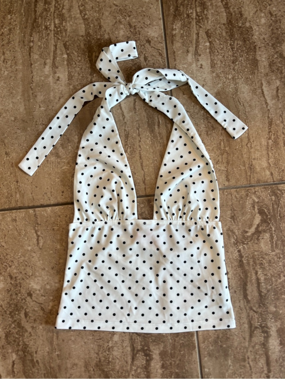 Edikted white polka dot halter tie going out top NWT